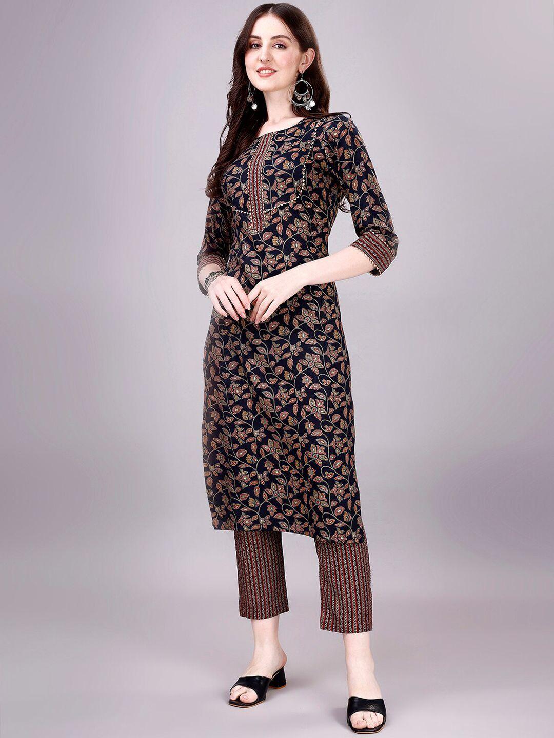 gorgone ethnic motifs printed kurta with trousers