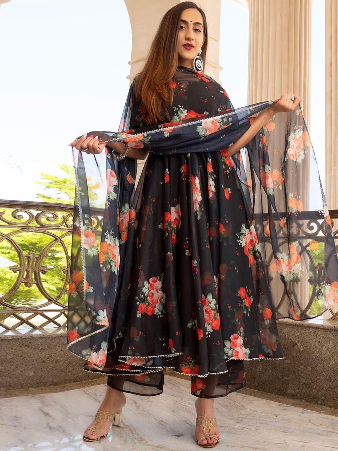 gorgone floral printed empire gotta patti kurta with palazzos & dupatta