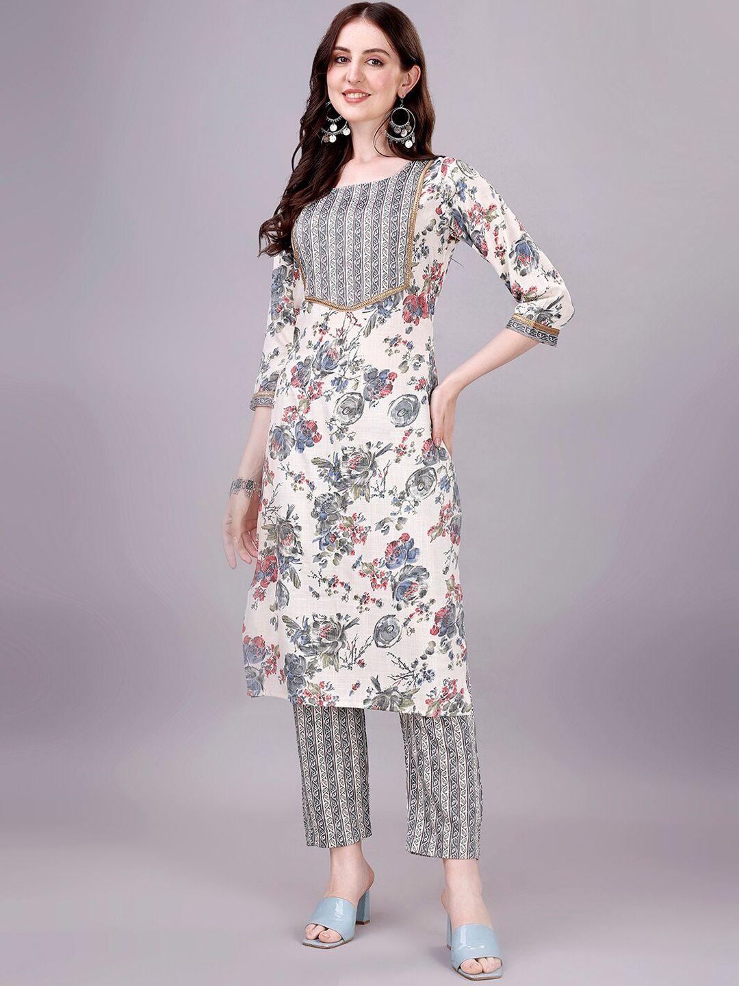 gorgone floral printed regular kurta with trousers