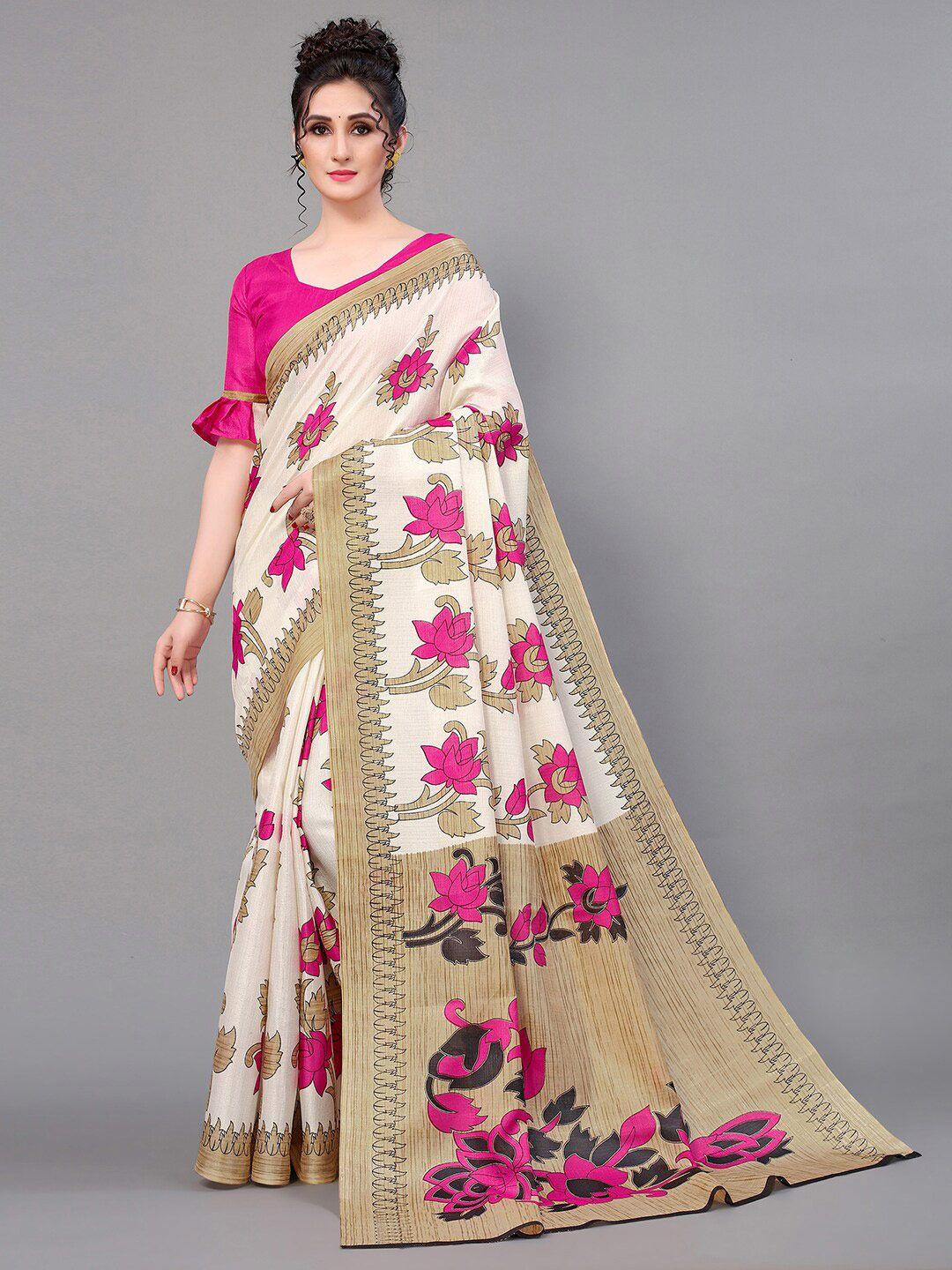 gorgone floral printed silk blend saree