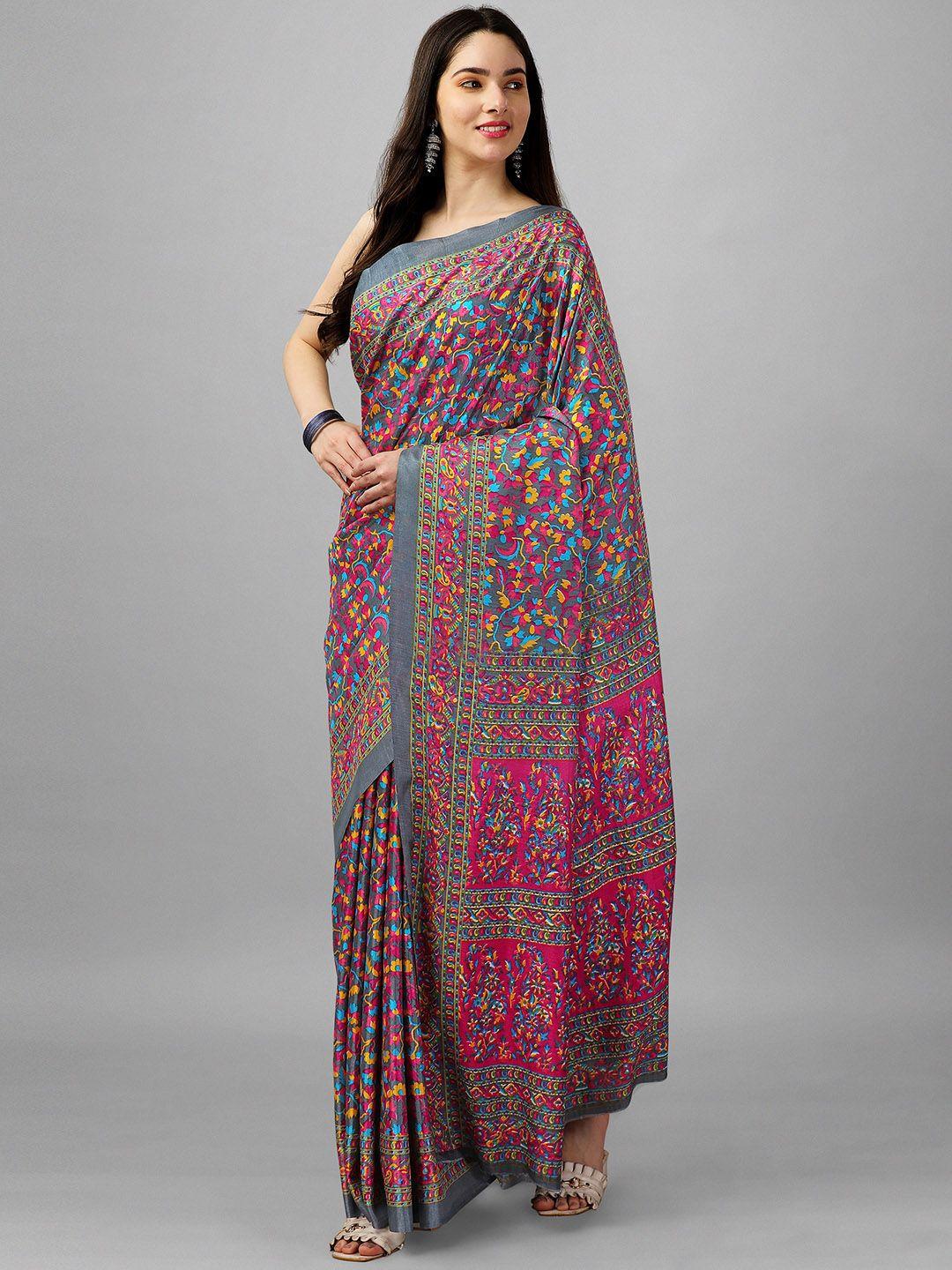 gorgone floral printed silk saree