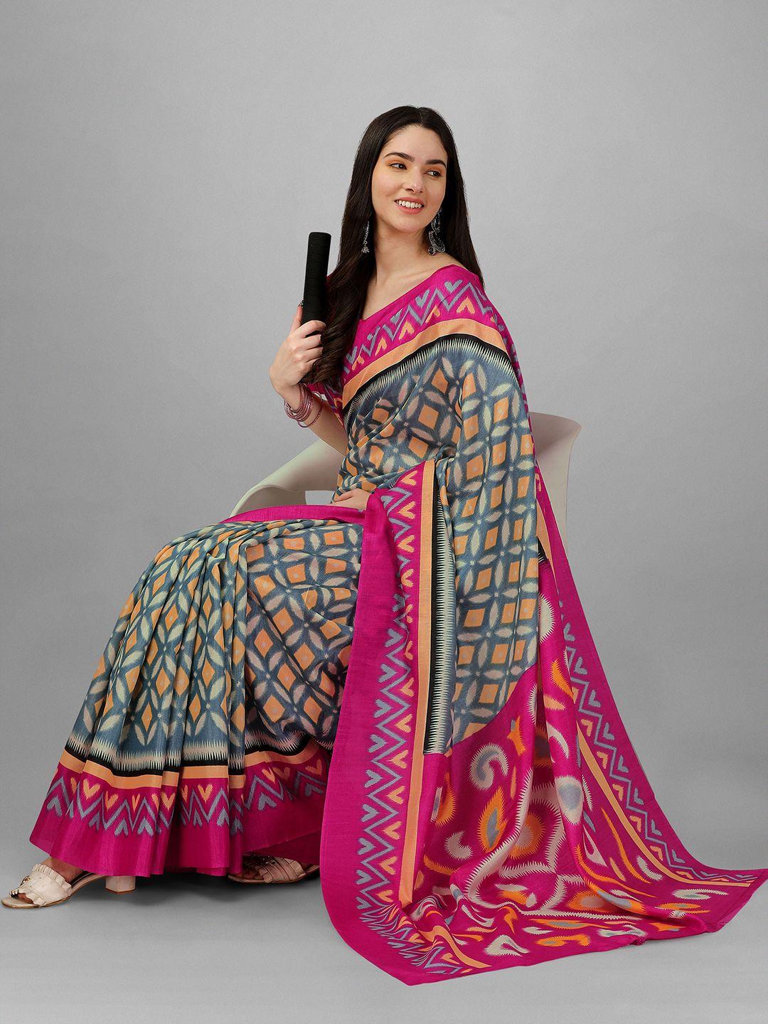 gorgone geometric printed silk saree