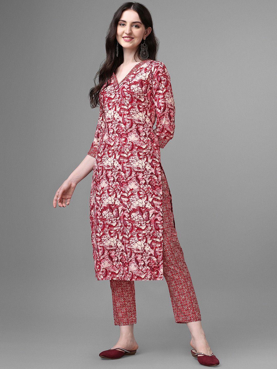gorgone paisley printed regular kurta with trousers set