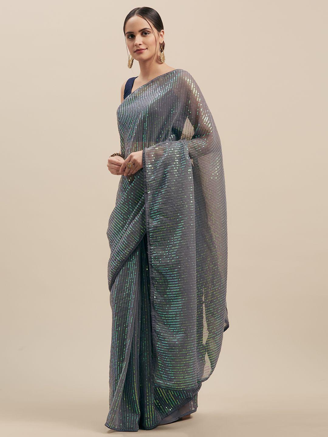 gosriki grey embroidered poly georgette saree