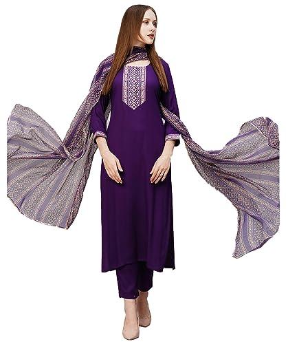 gosriki women's cotton blend kurta with pant & dupatta (saru-begni-gs_blue_4xl)