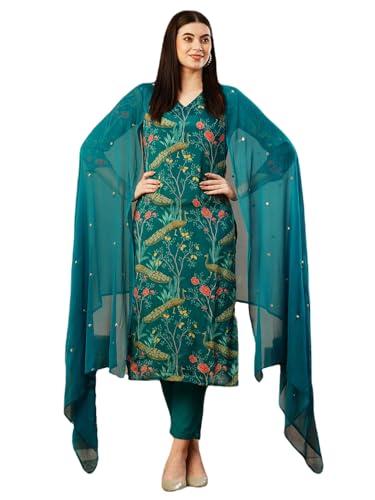 gosriki women's cotton blend straight printed kurta with pant & dupatta (geto rama-nw-gs_xl_green_x-large)