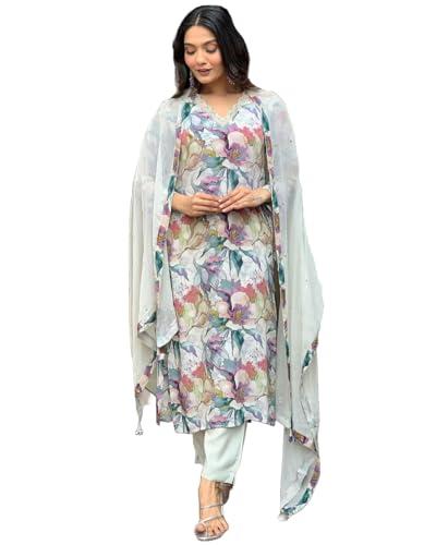 gosriki women's cotton blend straight printed kurta with pant & dupatta (habibi grey-gs_s_grey_small)