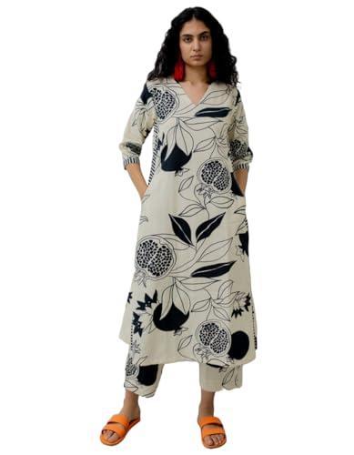 gosriki women's rayon blend straight printed kurta with pant (anaar-beige-gs_xl_beige_x-large)