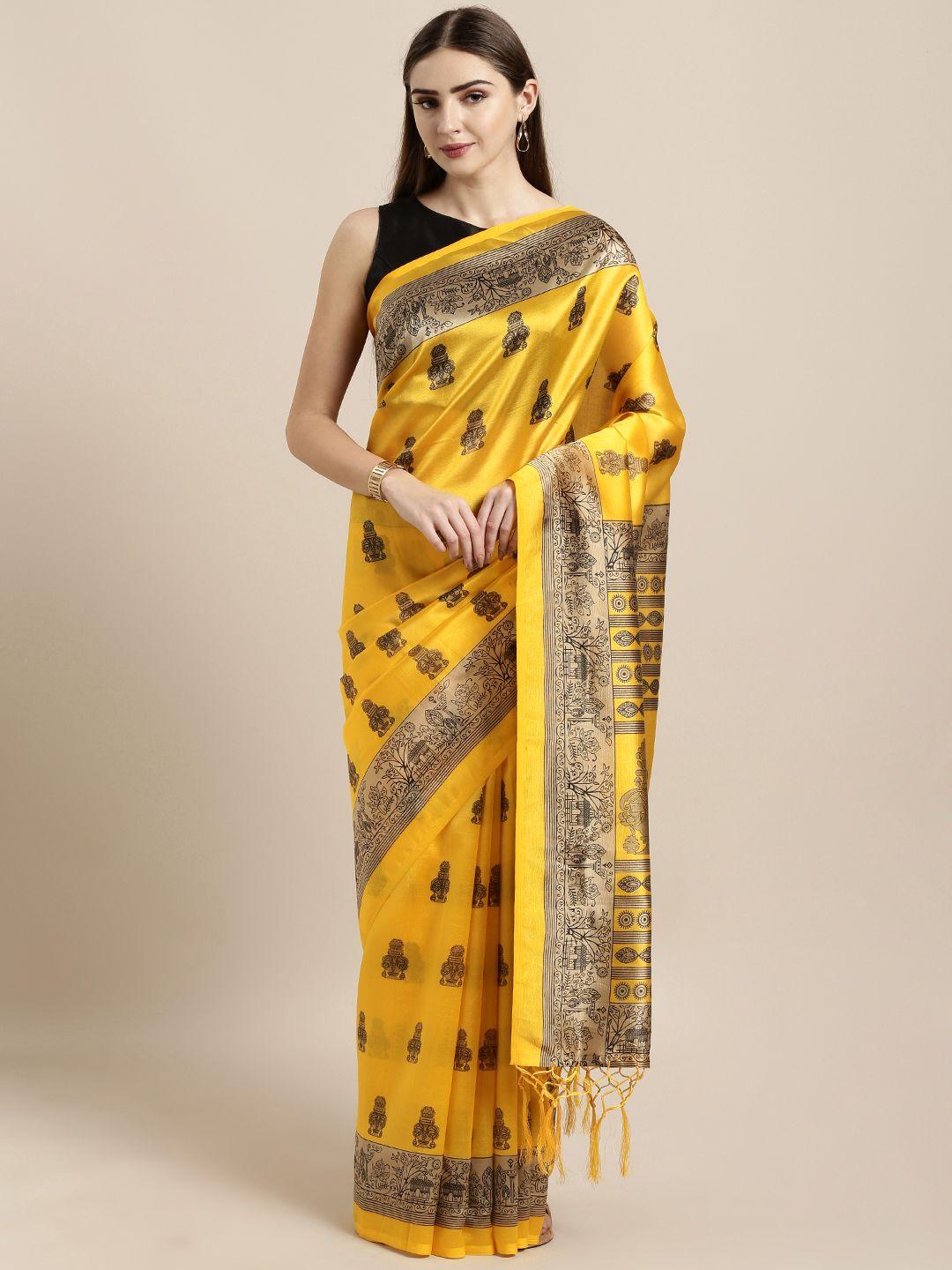 gosriki yellow art silk woven design mysore silk saree