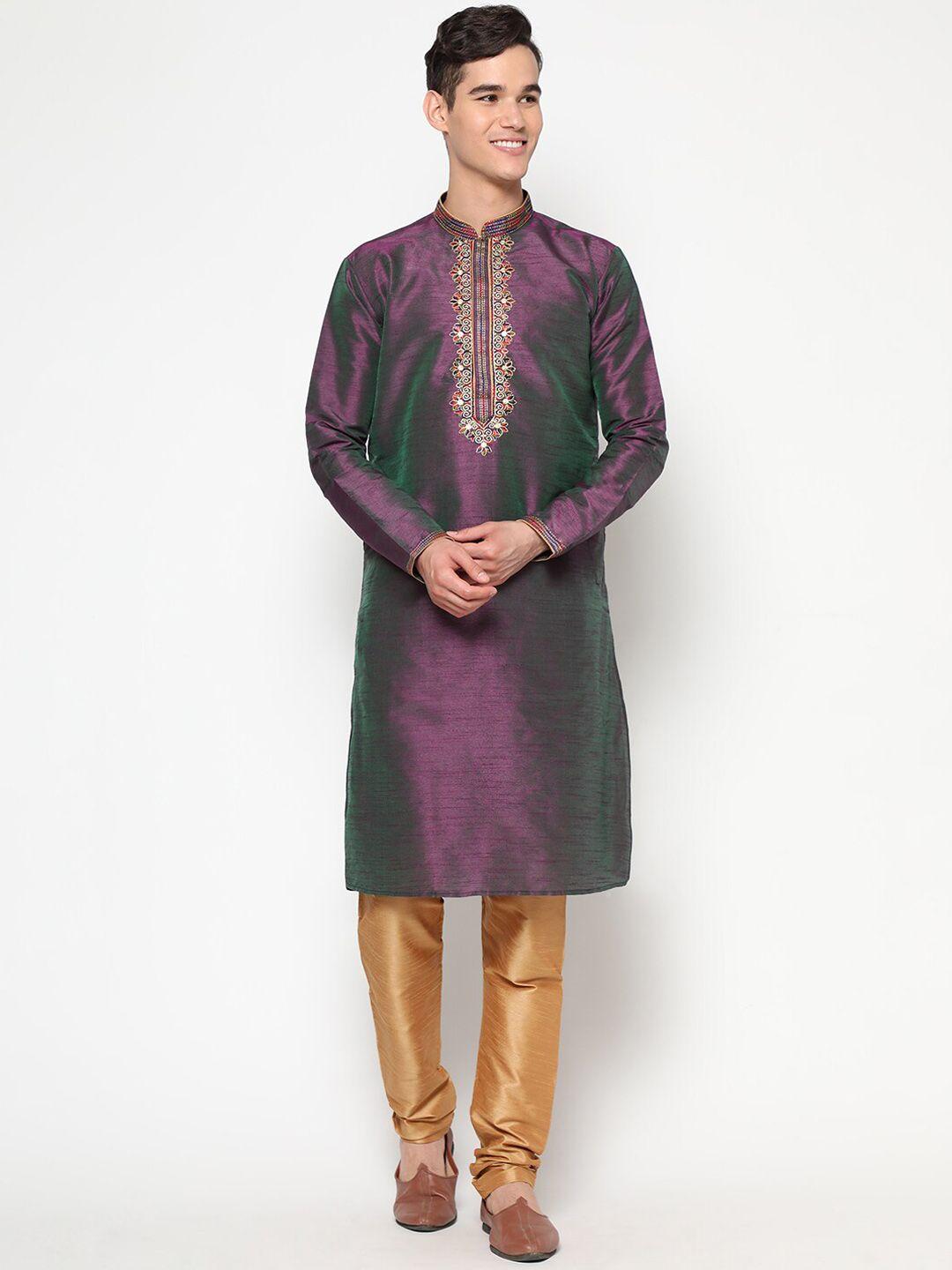 gostyle ethnic motifs embroidered pure cotton kurta with churidar