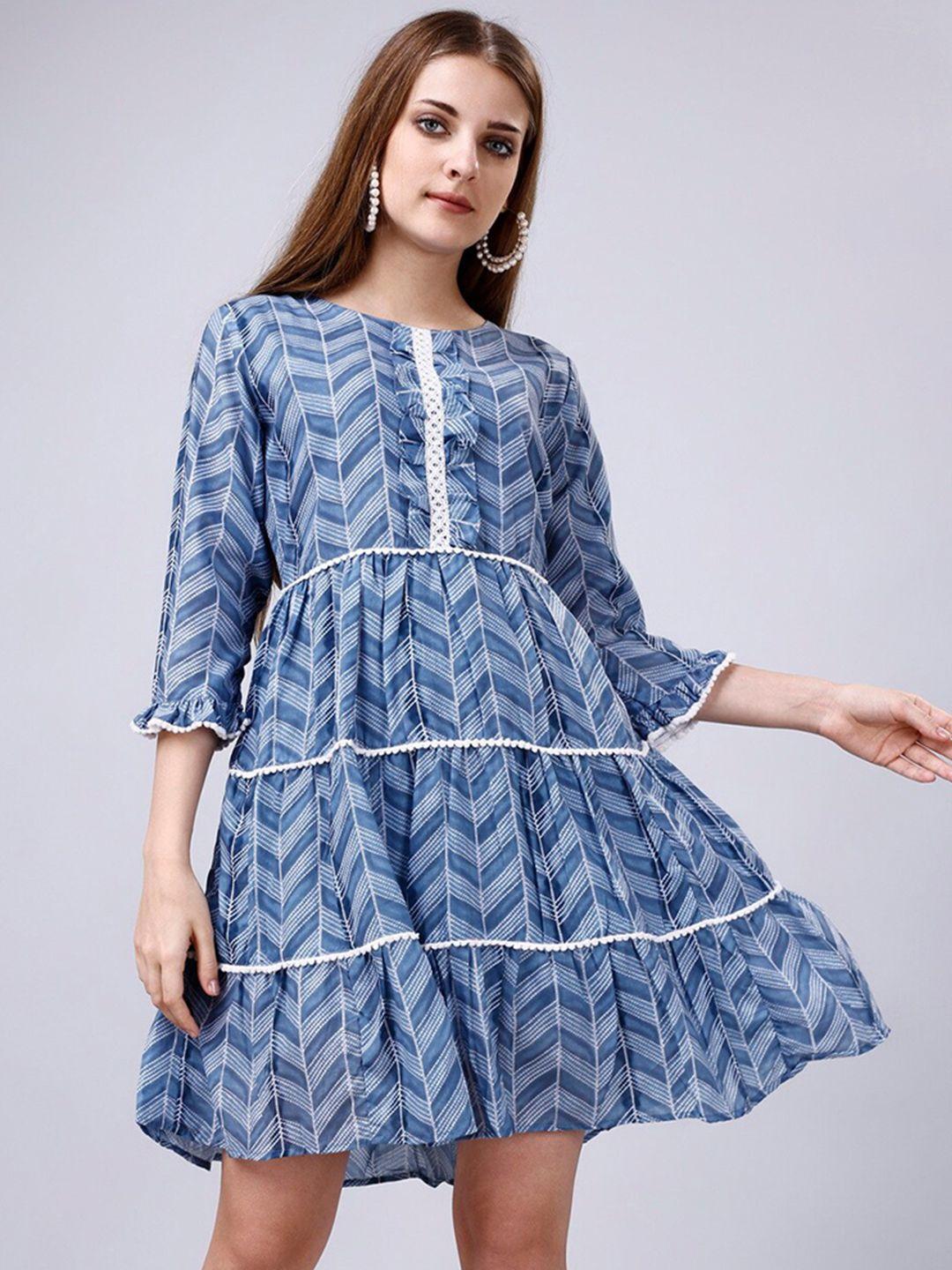 gostyle printed cotton flared dress