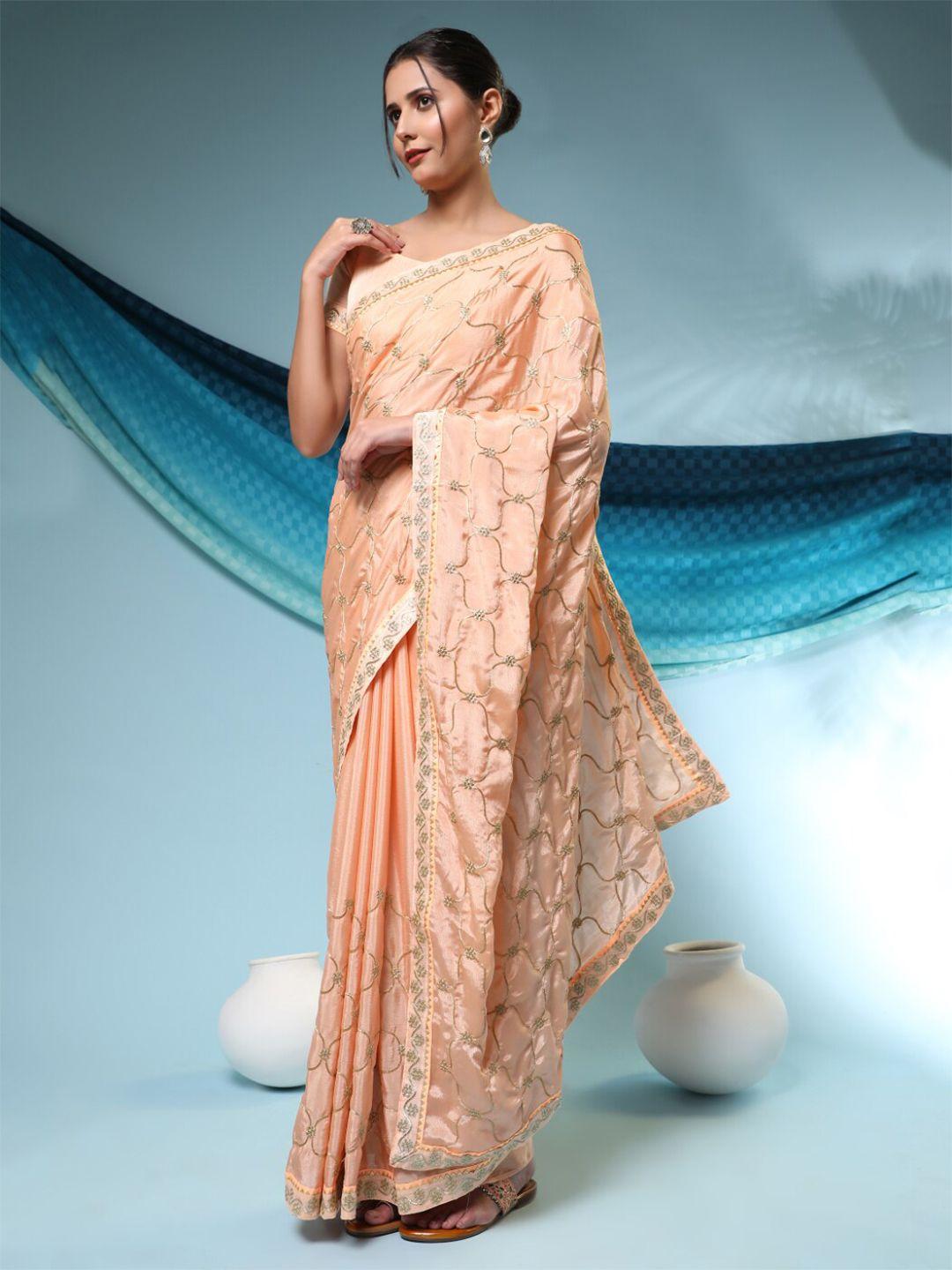 gostyle geometric embroidered bomkai silk saree