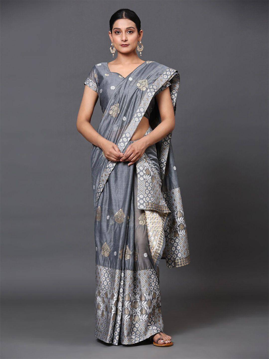 gostyle grey embellished designer banarasi saree
