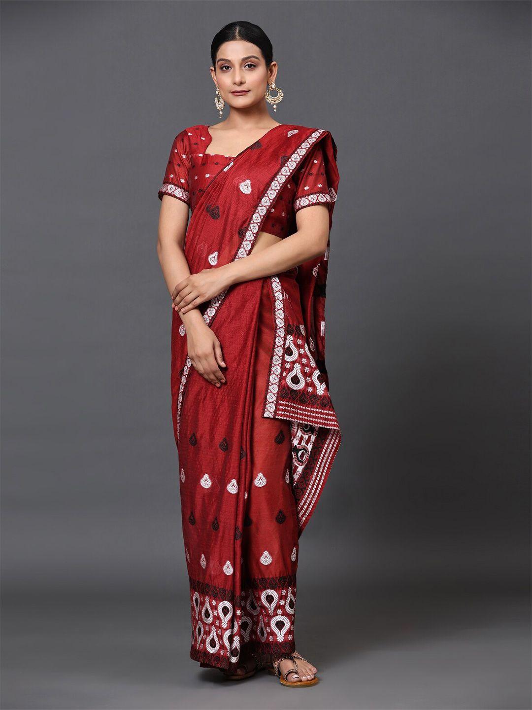 gostyle maroon embellished designer banarasi saree