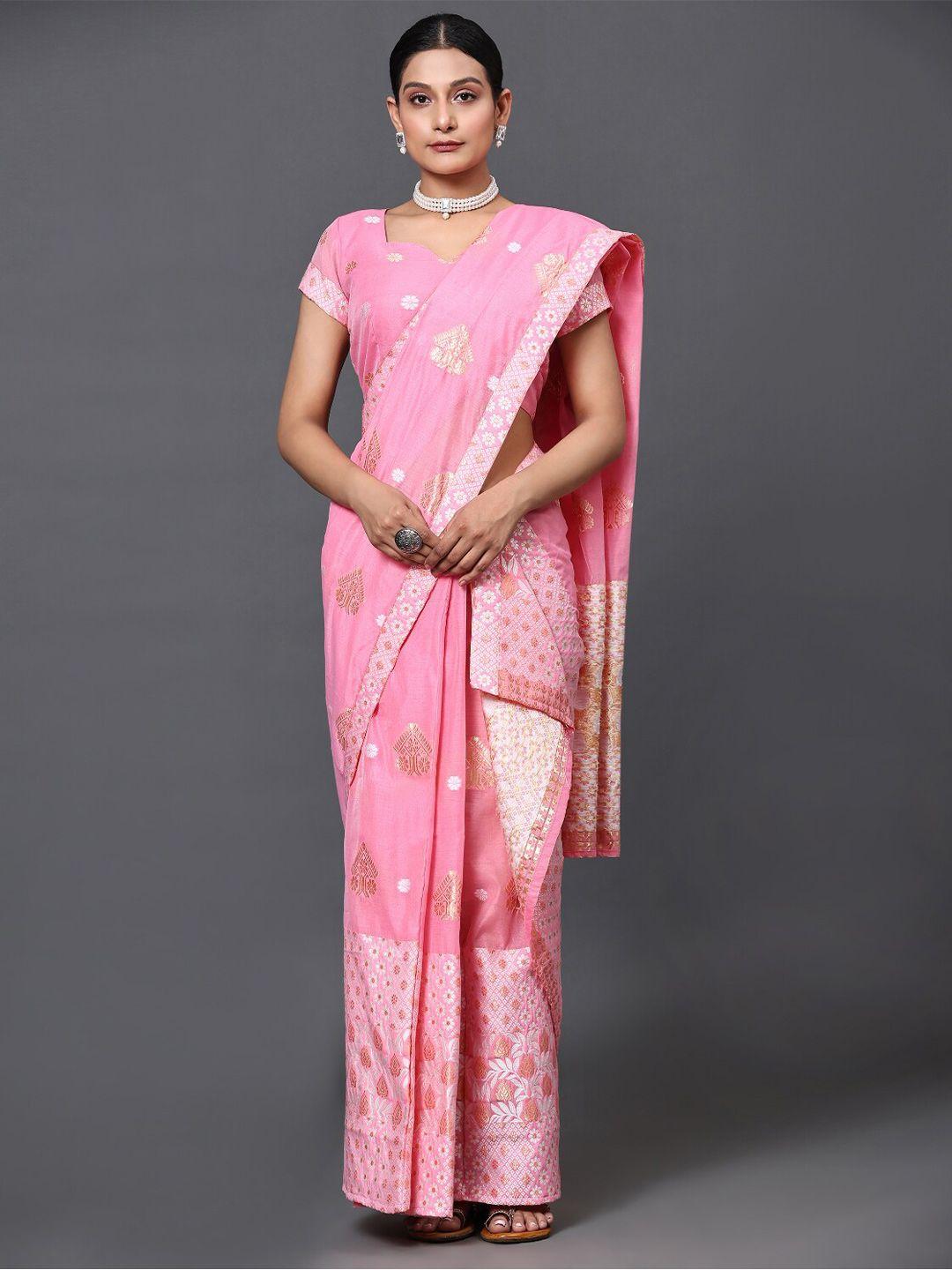 gostyle pink embellished designer banarasi saree