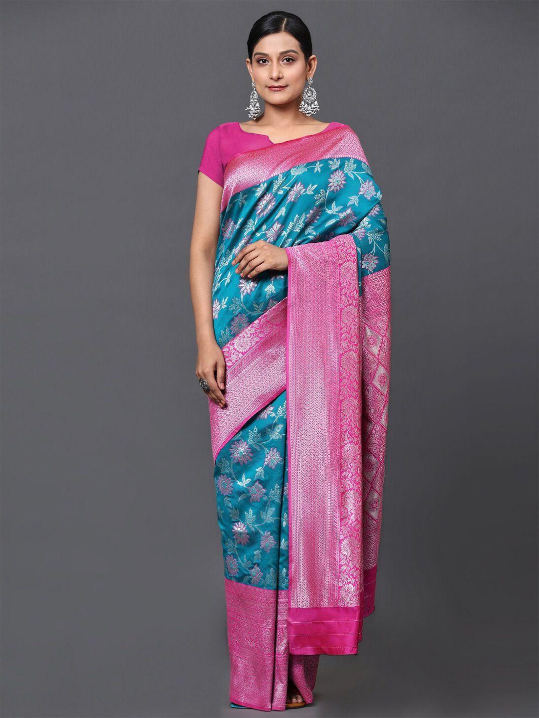 gostyle pink kalamkari silk blend designer banarasi saree