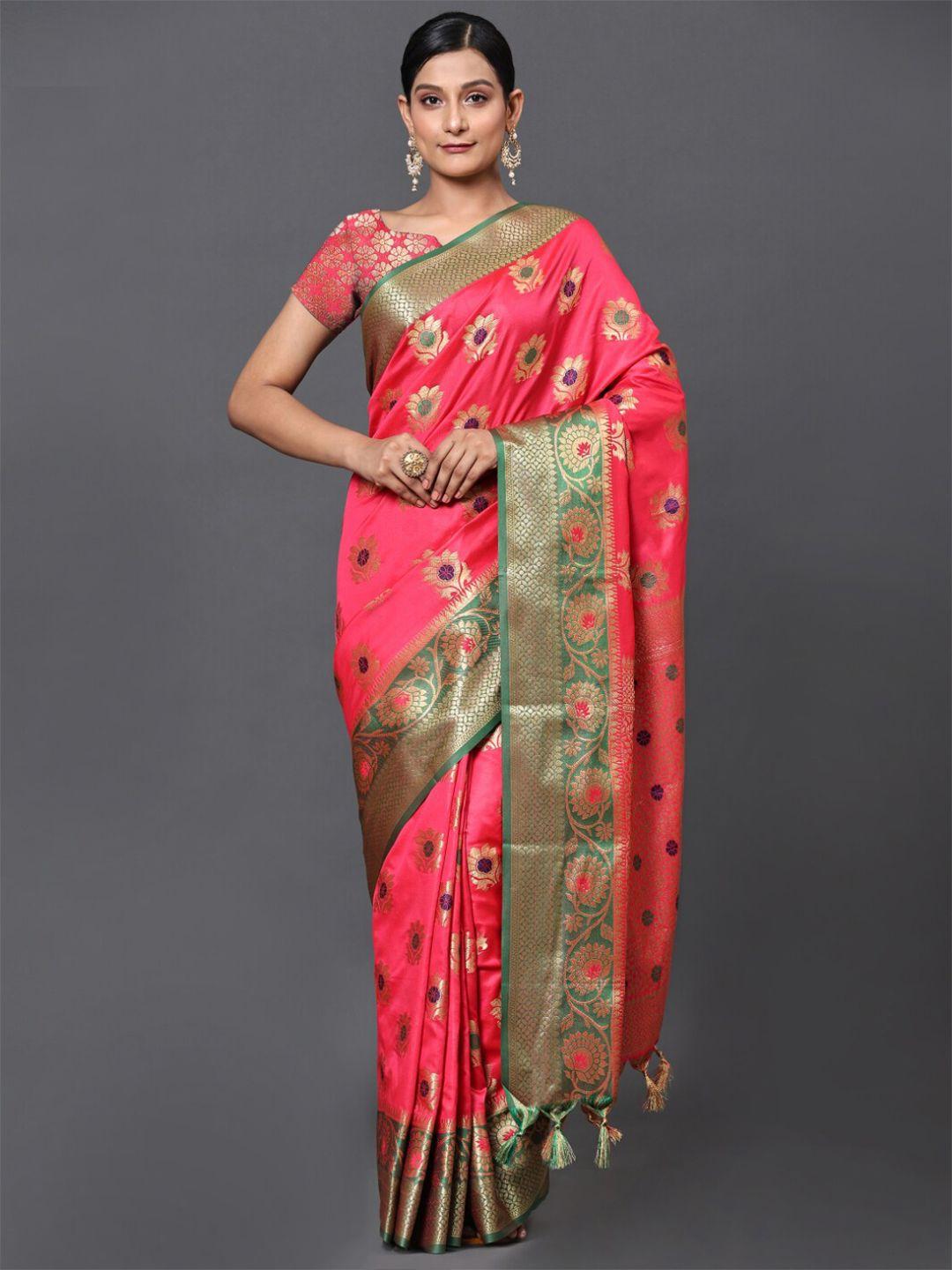 gostyle rust embellished silk blend designer banarasi saree