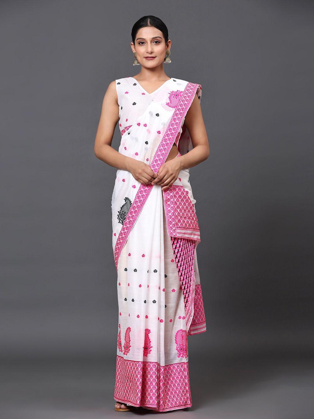 gostyle white embellished designer banarasi saree