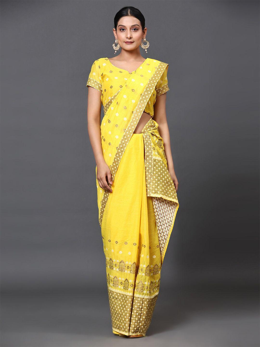 gostyle yellow embellished designer banarasi saree