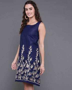 gota embroidered sheath dress