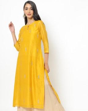 gota patti embroidered straight kurta