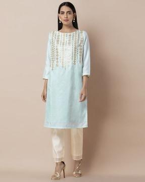 gota patti straight kurta