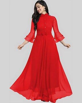 gown dress with bell sleeves