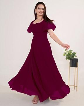 gown dress with bell-sleeves