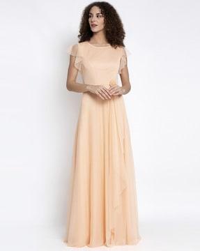 gown dress with cap sleeves