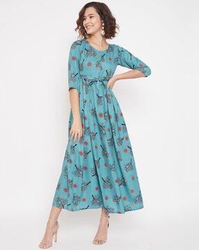gown dress with floral print