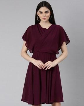 gown dress with flutter sleeves