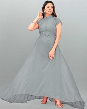 gown dress with mandarin collar