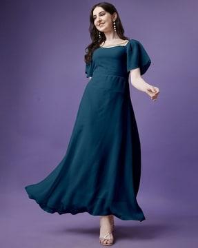 gown dress with petal-sleeves