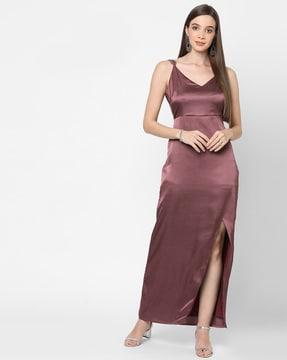 gown dress with strappy sleeve