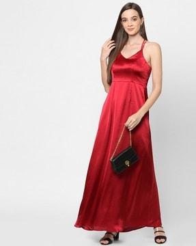 gown dress with strappy sleeve