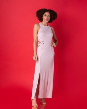 gown dress with thigh slit