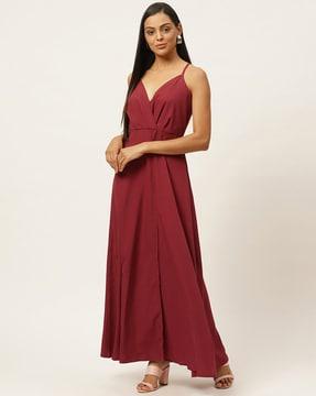 gown dress with v-neck