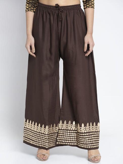 gracit brown flared fit rayon palazzos