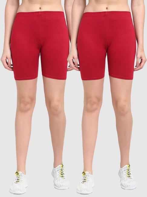 gracit maroon cotton sports shorts - pack of 2