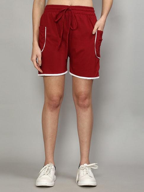 gracit maroon cotton sports shorts