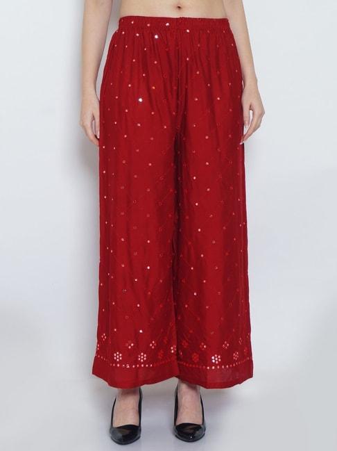 gracit maroon embroidered palazzos