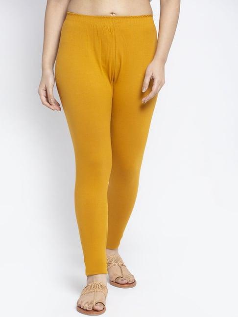 gracit mustard yellow regular fit leggings