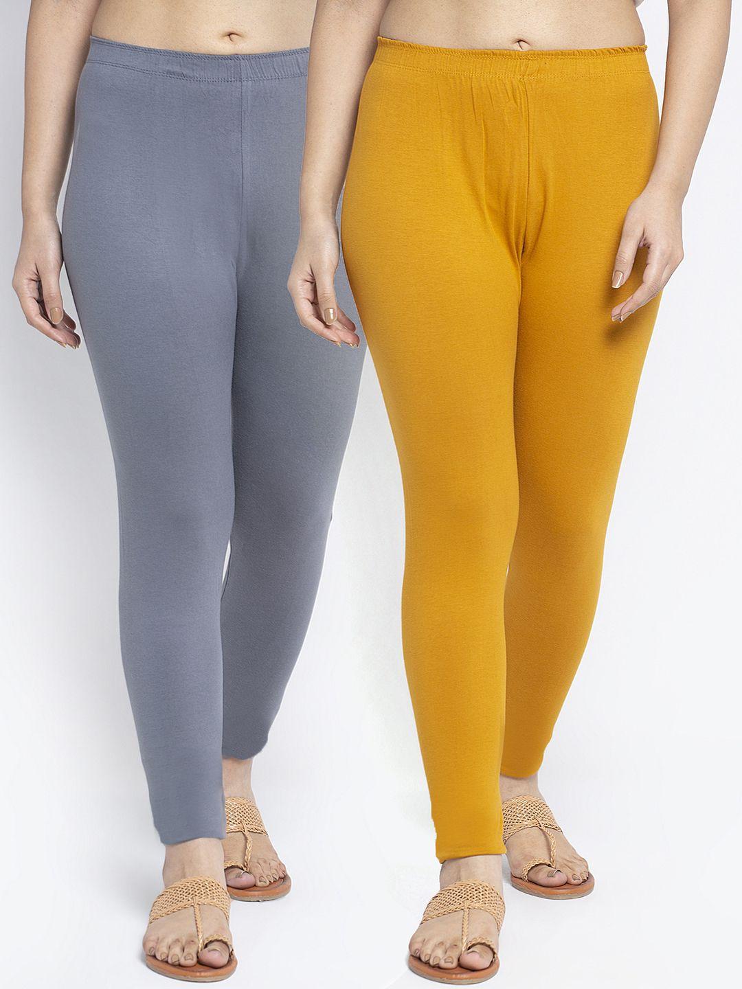 gracit pack of 2 solid ankle length leggings