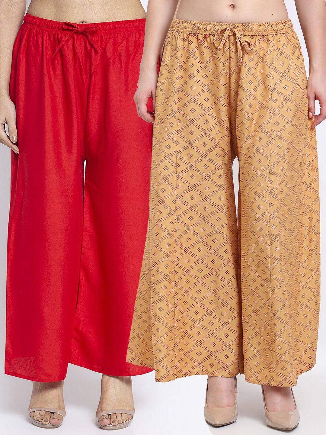 gracit women pack of 2 flared palazzos
