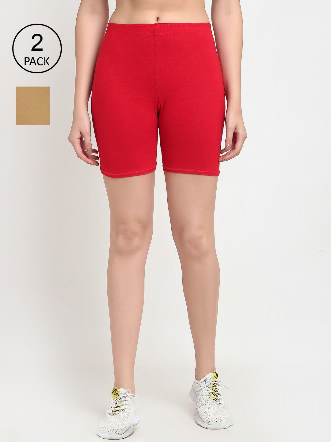 gracit-women-red-biker-shorts