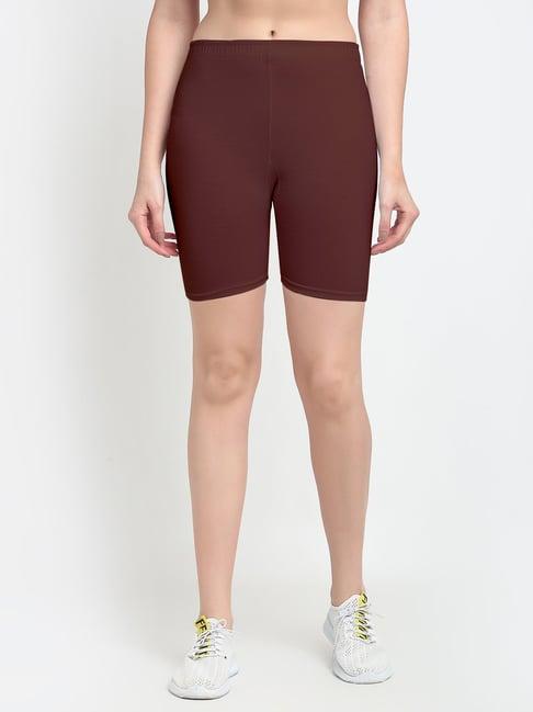 gracit brown cotton sports shorts