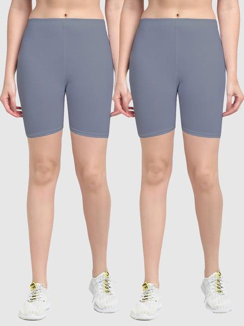 gracit grey cotton sports shorts - pack of 2