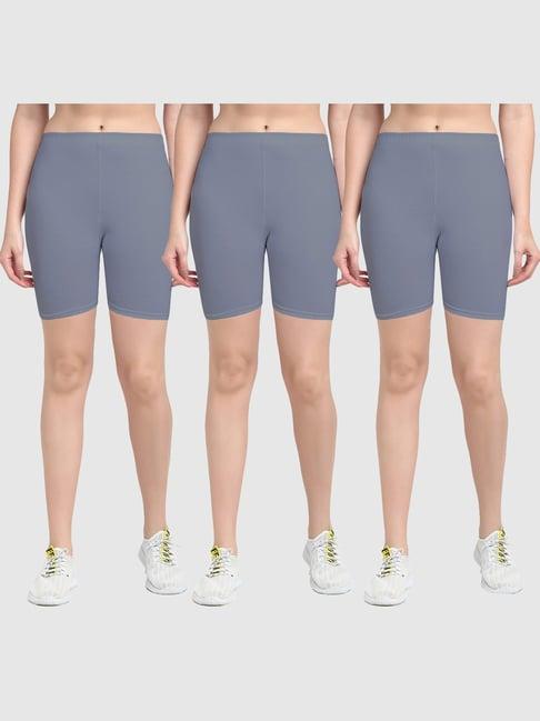 gracit grey cotton sports shorts - pack of 3