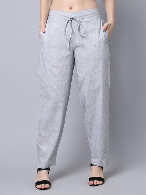 gracit grey regular fit mid rise cotton pants