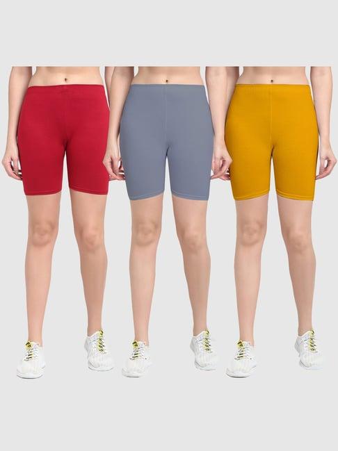 gracit maroon & grey cotton sports shorts - pack of 3